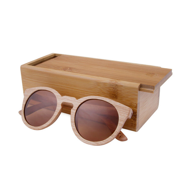 Round Wooden Frame Sunglasses