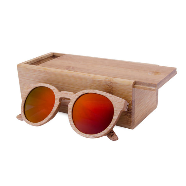 Round Wooden Frame Sunglasses