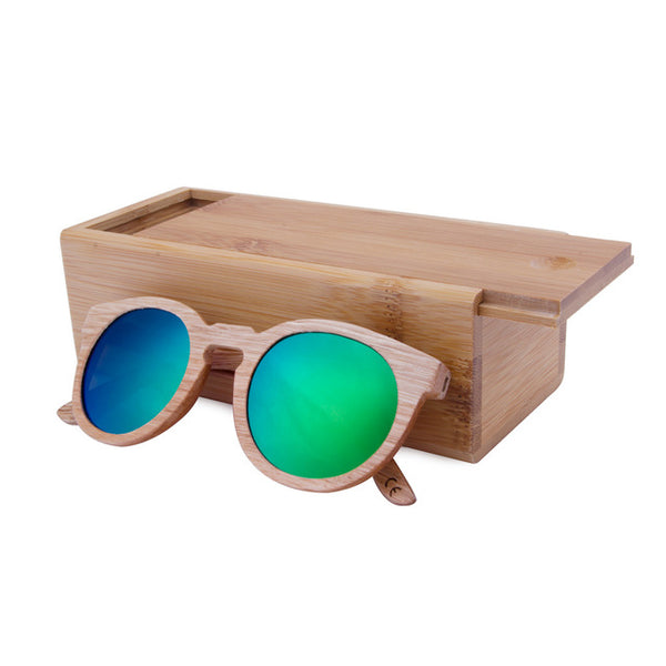Round Wooden Frame Sunglasses