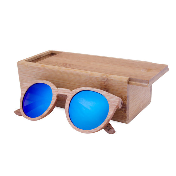 Round Wooden Frame Sunglasses