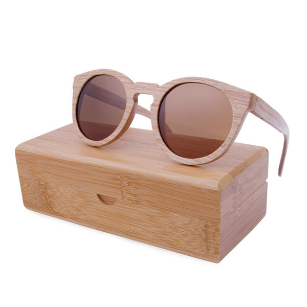 Round Wooden Frame Sunglasses