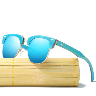 Half Frame Wooden Sunglasses