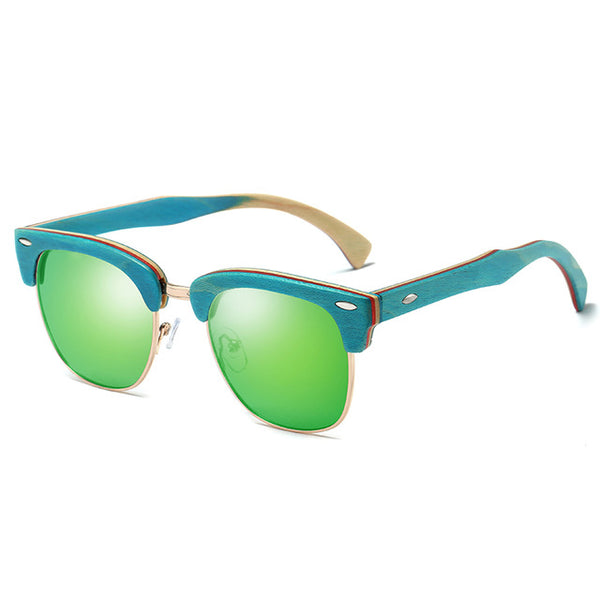 Half Frame Wooden Sunglasses