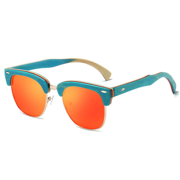 Half Frame Wooden Sunglasses